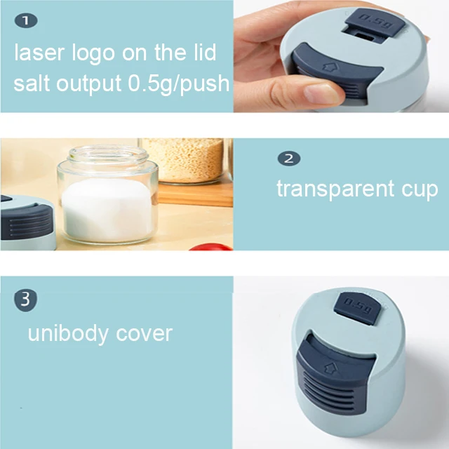 2022 Design 100ml Capacity 0.5g Limit Quantitative Push-type Salt Shaker Sealed Moisture-proof Seasoning Bottle For Household