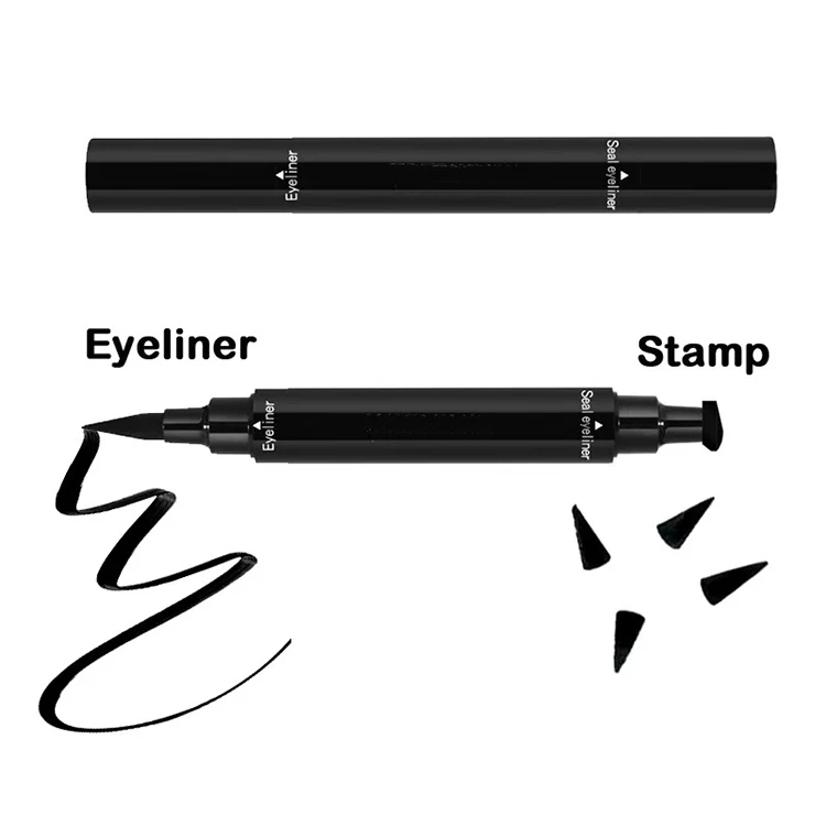 
Natural Ingredients Triangle Seal Eyeliner Waterproof Sweatproof 2 Dual Ended pen Felt Tip Liner And Wing Stamp 