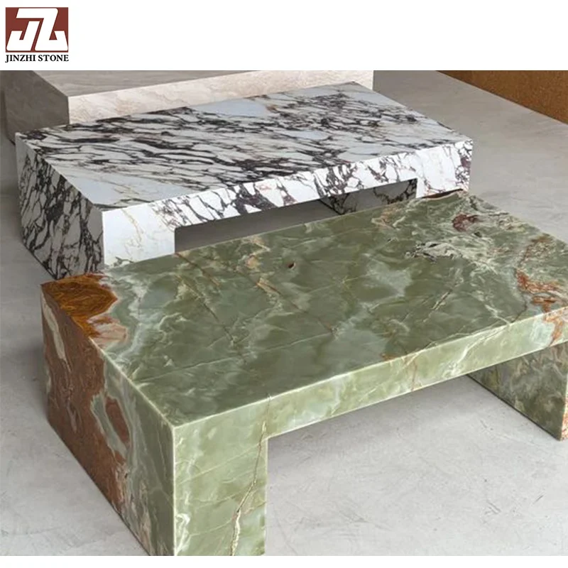 Natural Green Onyx  Hotel Custom Marble Natural Side Table Home Bar Living Room Dining Table Furniture Series