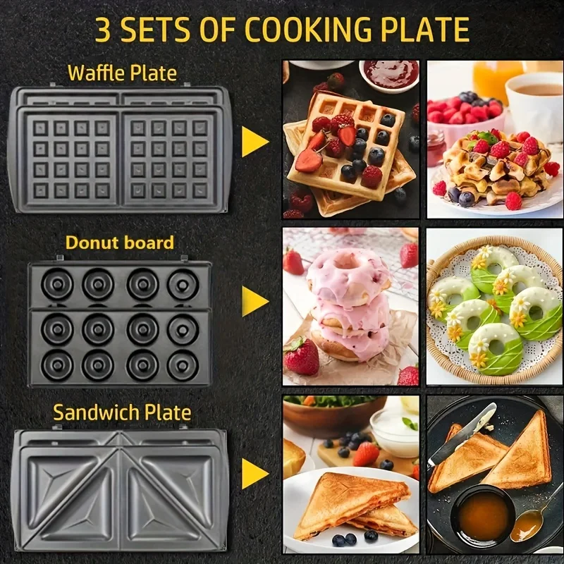 3 in 1 electric sandwich maker with removable stainless steel European standard plug breakfast toaster sandwich waffle maker