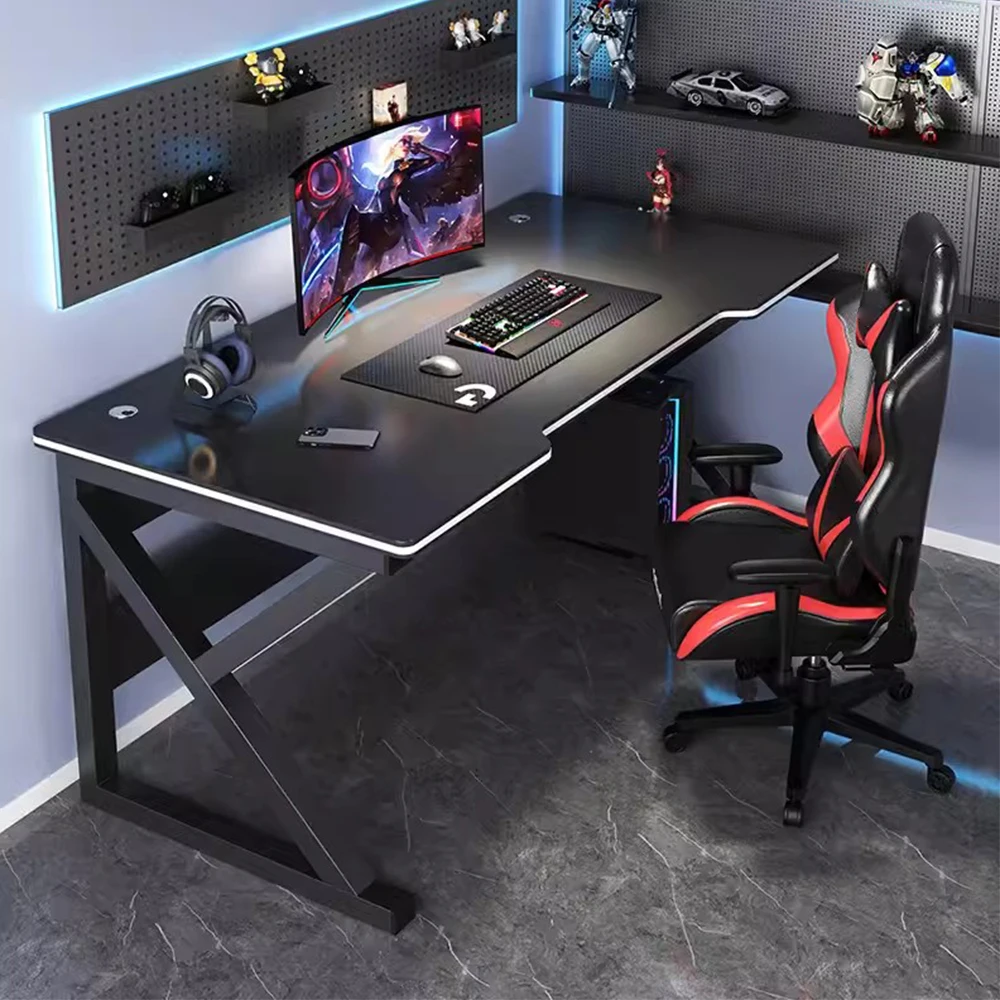 Height Adjustable Custom Large Computer Racing Rgb Light Gamer Table And Chair Set For Office Gaming Desk