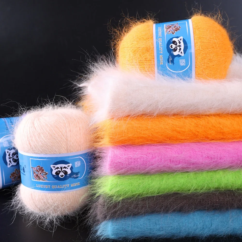 colorful long hair mink fancy yarnlong hair plush mink cashmere blended yarnmink knitting yarnmink yarn long-haired