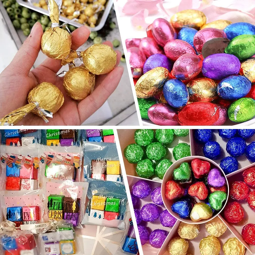 3.15x3.15 inch Chocolate Candy Wrappers Aluminium Foil Paper Square Sweets Lolly Paper Food Candy Tin Foil Wrappers