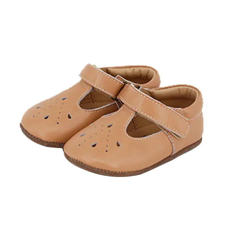 Hot Selling Genuine Leather Baby Moccasins T Bar Girls Shoes Sole Leather Baby Shoes Litter Girls