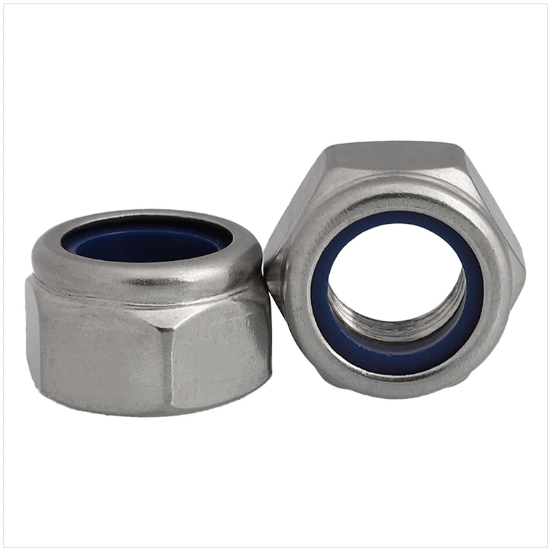 High Quality SS304 Stainless Steel Hex Nylon Lock Nut Carbon Steel M4 M5 Nylon Insert Lock Nut