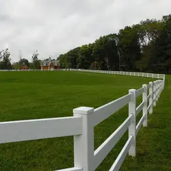 Fentech Professional White Vinyl PVC Plastic 3 Rail Horse Fence, Horse Rail Fence