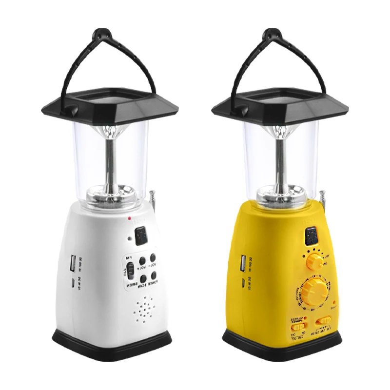 Многофункциональный солнечный фонарик Ручной Динамо-фонарик перезаряжаемая светодиодная лампа портативный уличный походный фонарь с рукояткой FM-радио