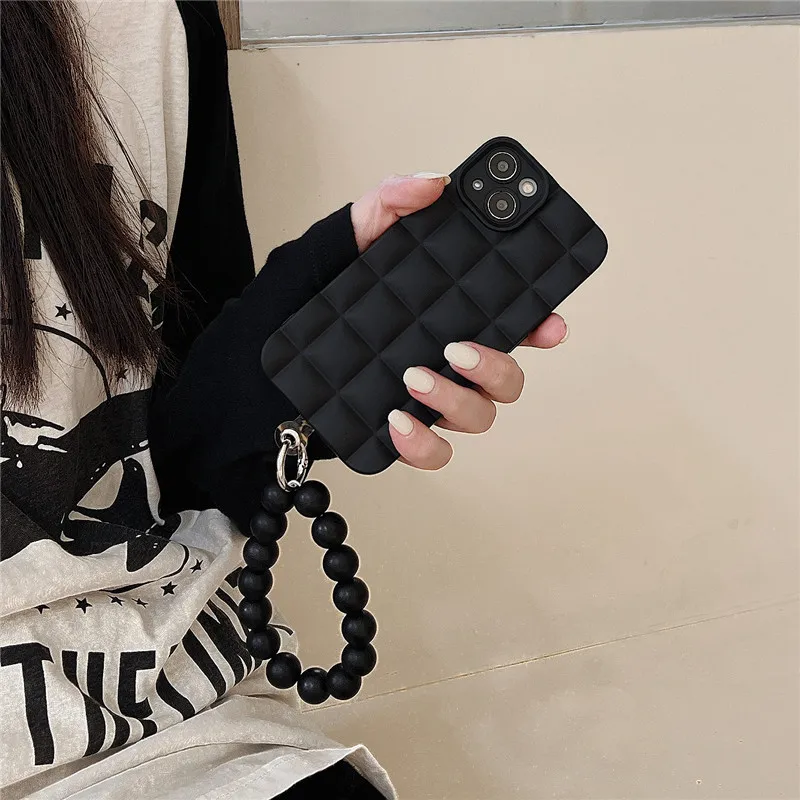 Lattice Woven Pattern Cold Color Series Tpu Phone Case For Iphone 13 14 Pro Max Solid Color Cover