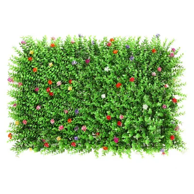 
Eucalypto Artificial Turf With Green Background Wall And Plastic Lawn Flowers For Indoor Garden Decoration 