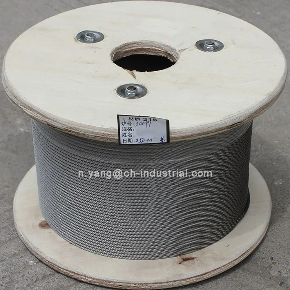 Китайский поставщик Inox кабель ss304 ss316 авиационный 7x19 стальной трос AISI304 AISI316 из нержавеющей стали
