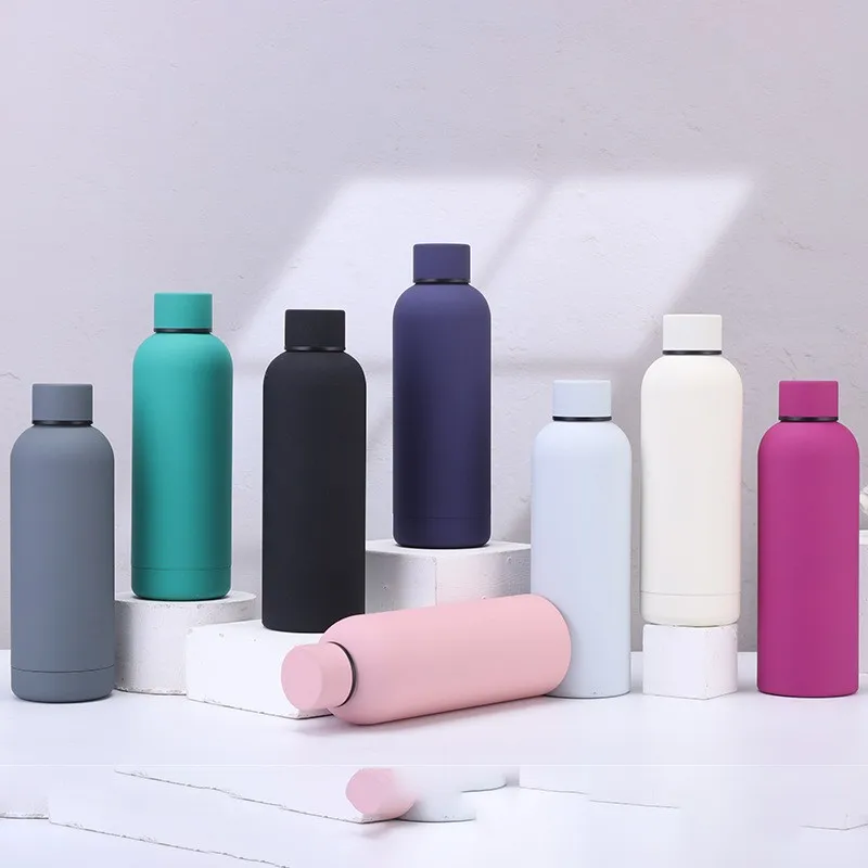 2023 Custom New 350ml 500ml 750ml 1000ml Double Wall Insulated Stainless Steel Rubber Paint Metal Thermal Water Bottle Hot Cold