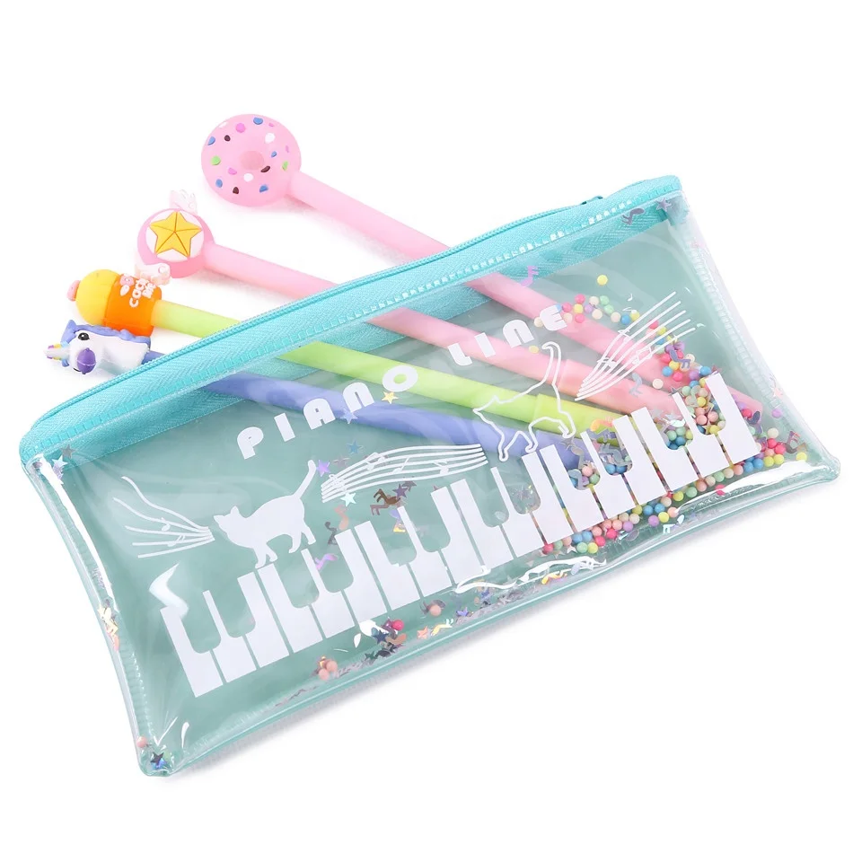 Large capacity PVC pencil zipper bag waterproof 3 sizes stationery bag custom student pencil pouch