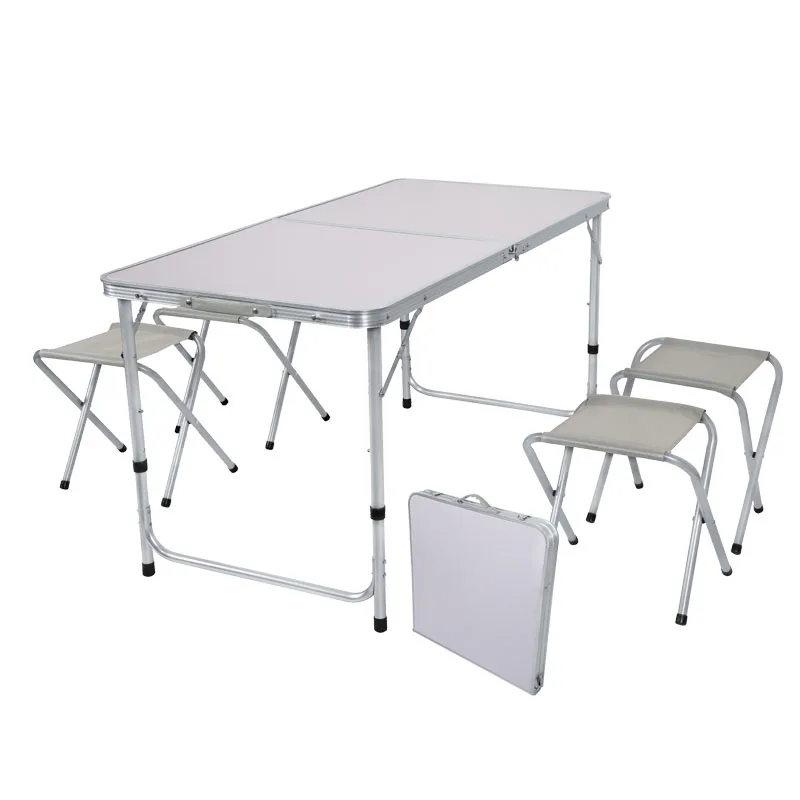 Custom Outdoor Picnic Table Adjustable Modern Metal Aluminum Frame Folding Camping Banquet Hiking Portable Table and Chairs Set