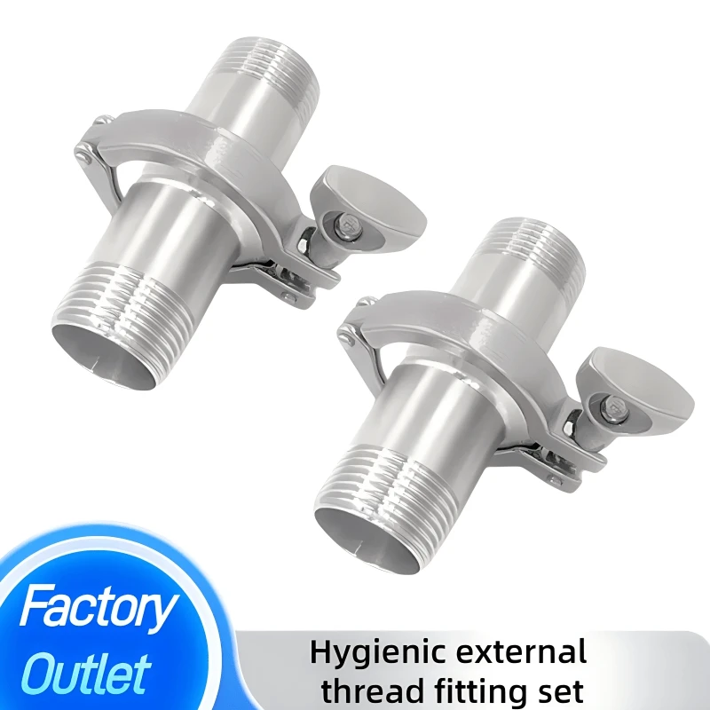 Hygienic External Thread Fitting Adapter Set 304 Stainless Steel Quick Connect Pipe Fitting