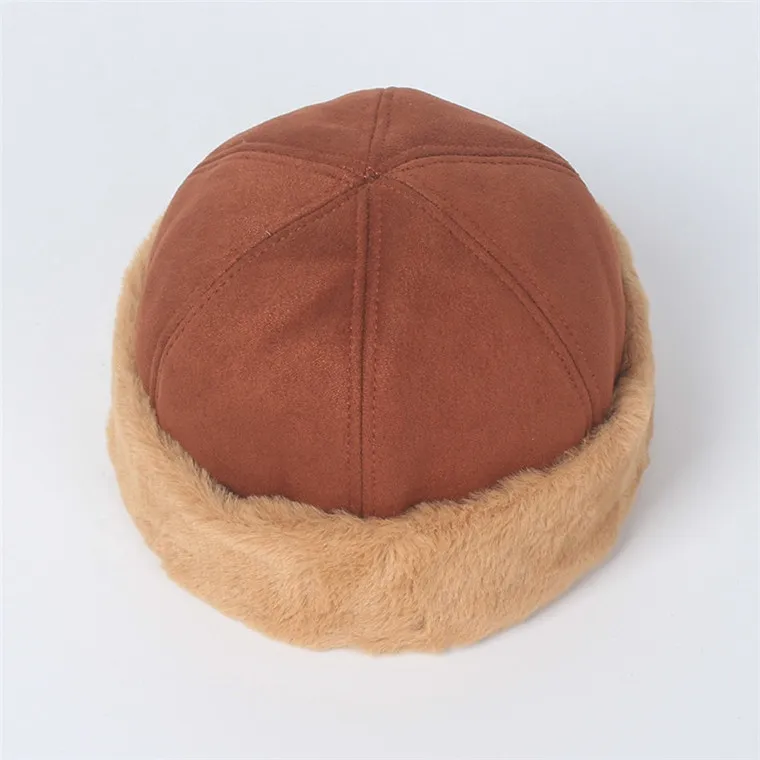 Suede plain 6 panel wholesale brimless winter hip hop baseball cap without visor