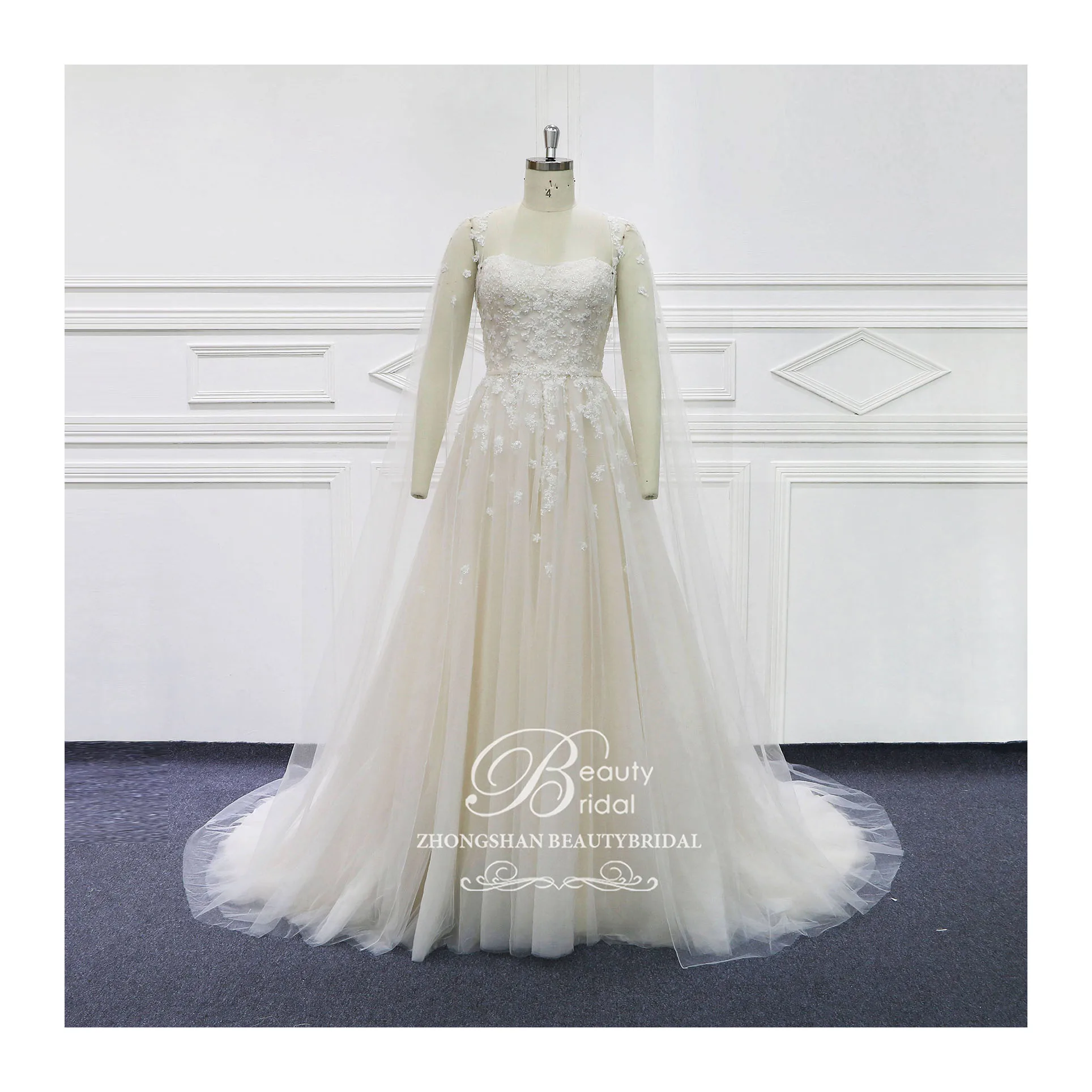 Свадебные платья кружевные блестки лиф трапециевидная сетчатая юбка роскошное платье с длинным поясом