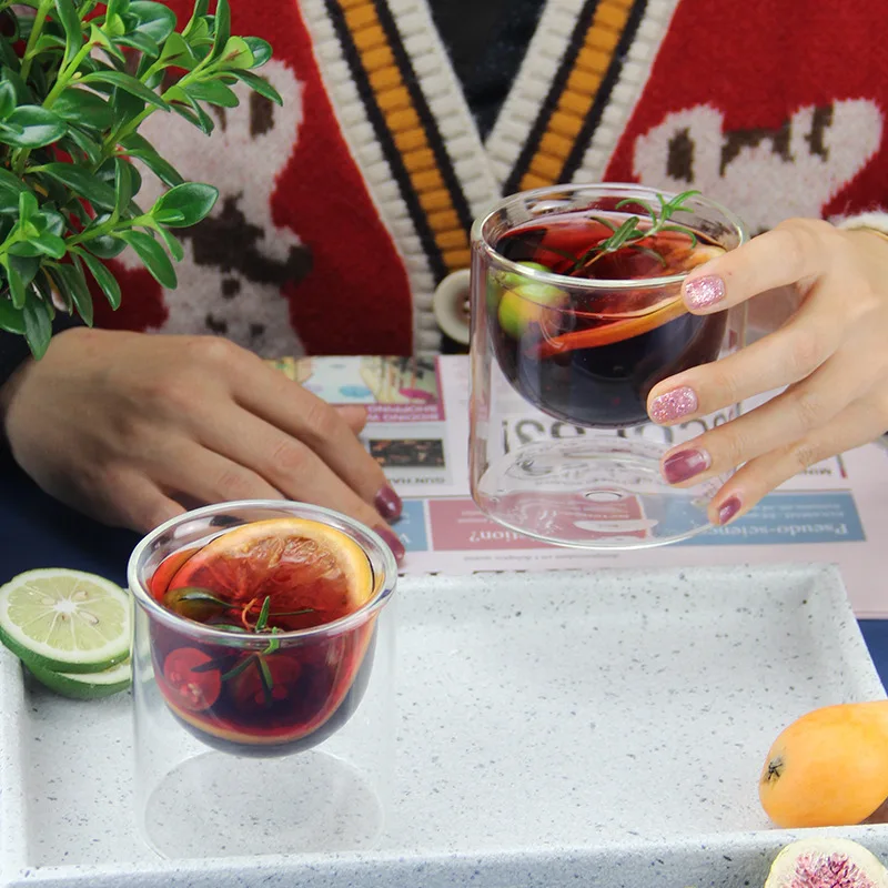 Home Decorative Colorful Hand Blown Scented Candle Vessels Double Wall Luxury Borosilicate Glass Jars