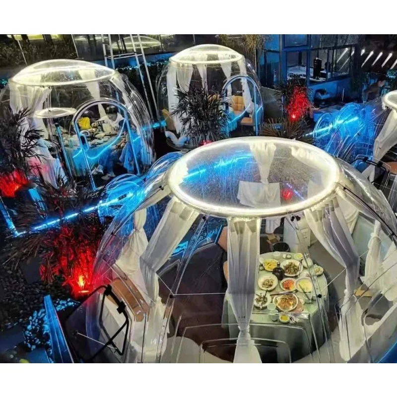 Luxury Resort Family Camping House Aluminium Polycarbonate Sunrooms Garden Home Outdoor Clear PC Dome Tent for Resort Hotel