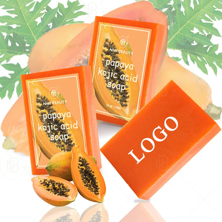 Private Label Organic Soap Bar Handmade Papaya Packaging For Extract Papaya Soap