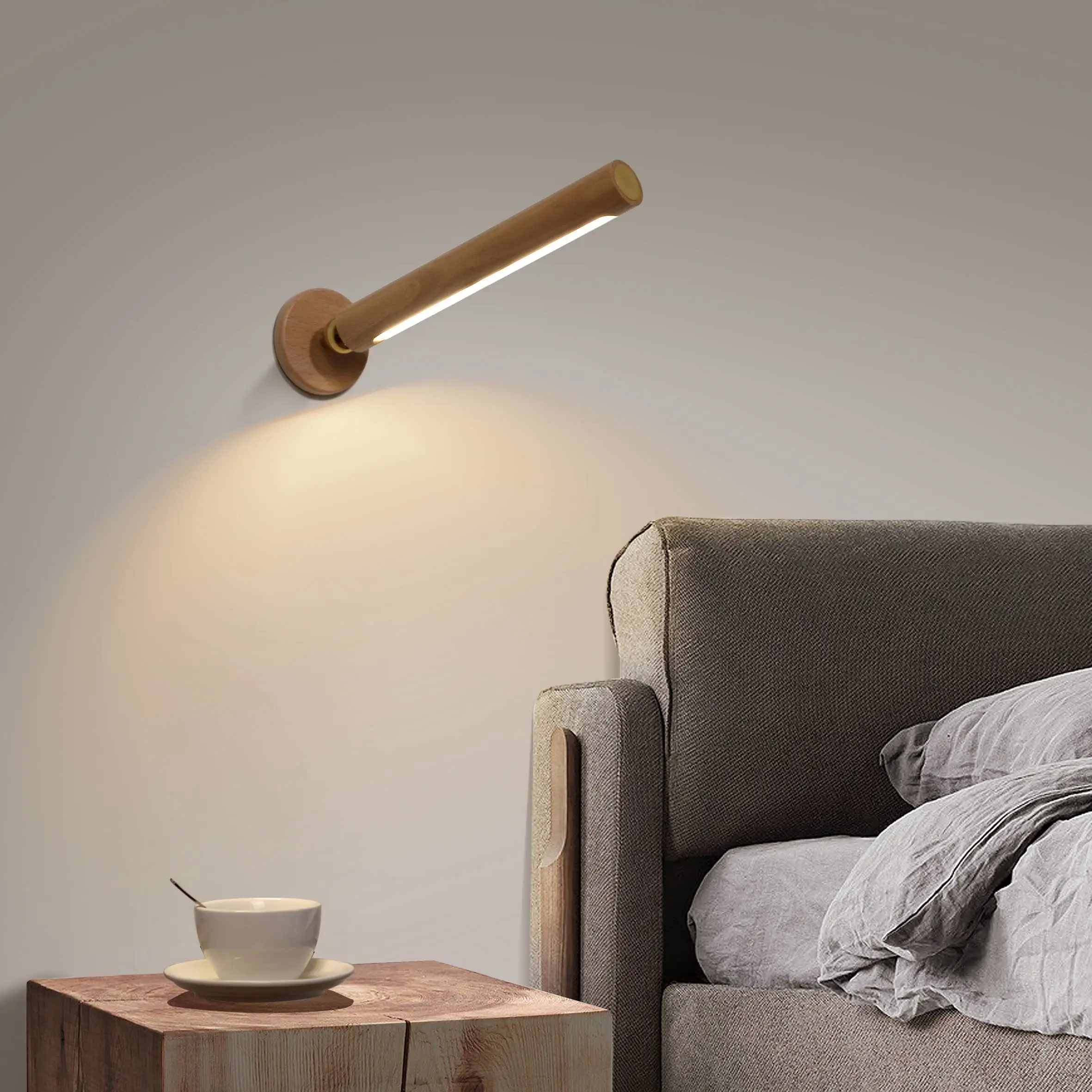 Wall Light ODM/OEM Modern Wood Light for The Bedroom Bed Magnetic Base Removable Portable Night Lights