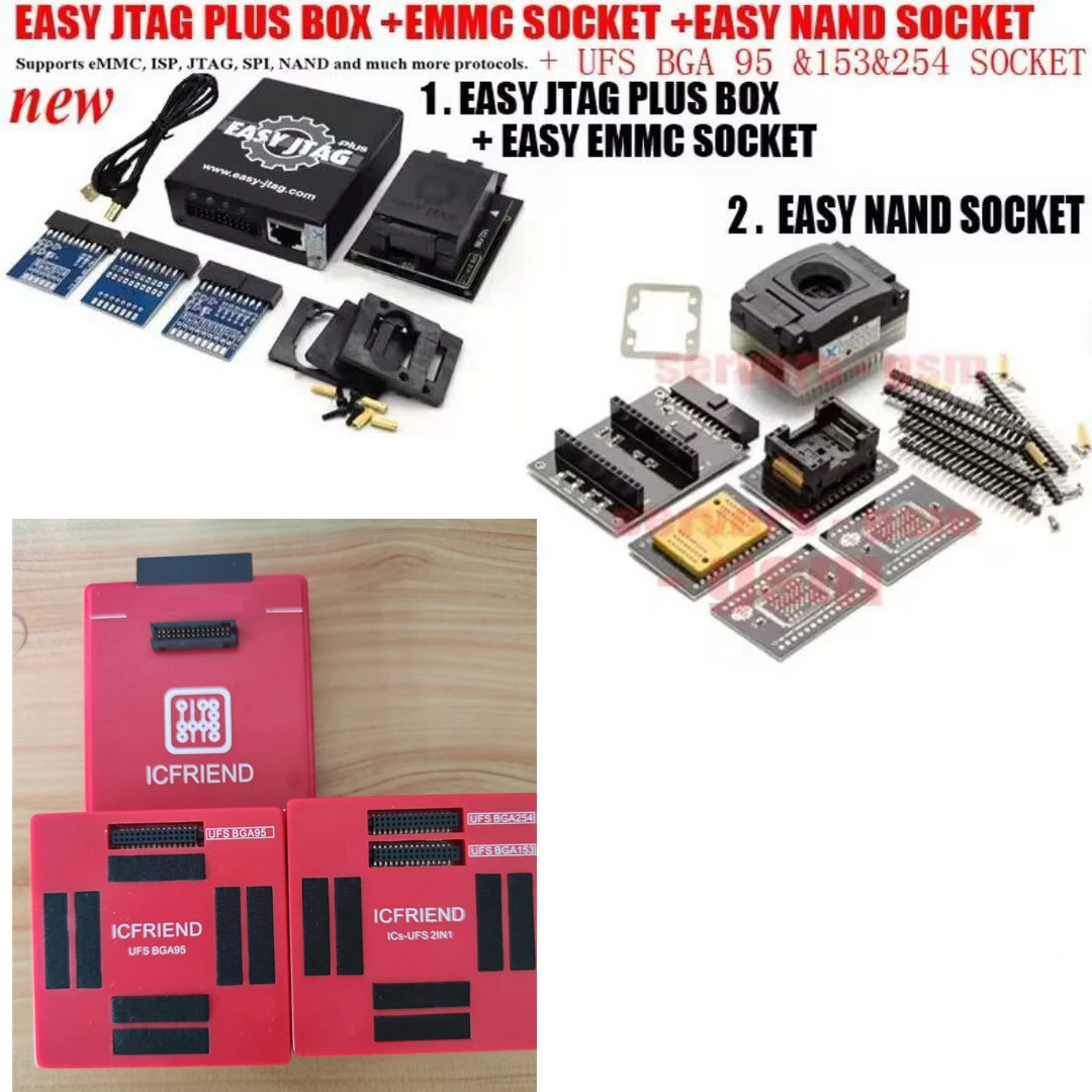 Z3x Easy Jtag Plus Box Red ICFRIEND UFS BGA254/153/95 EMMC Socket Easy Nand Socket
