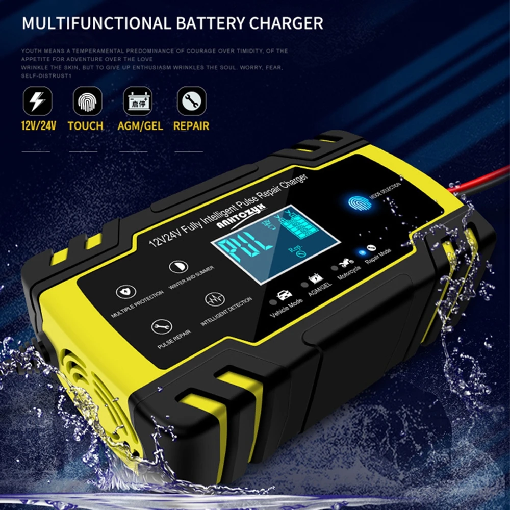 Car Battery Charger 12V 10A Battery Charger Car 12/24V 8A Touch Screen Pulse Repair Lcd Standard For