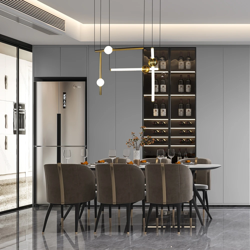 
Zhongshan Post Modern Home Decor Glass Tube Vertical Level Hanging LED Chandelier Pendant Light for Hotel Showroom 