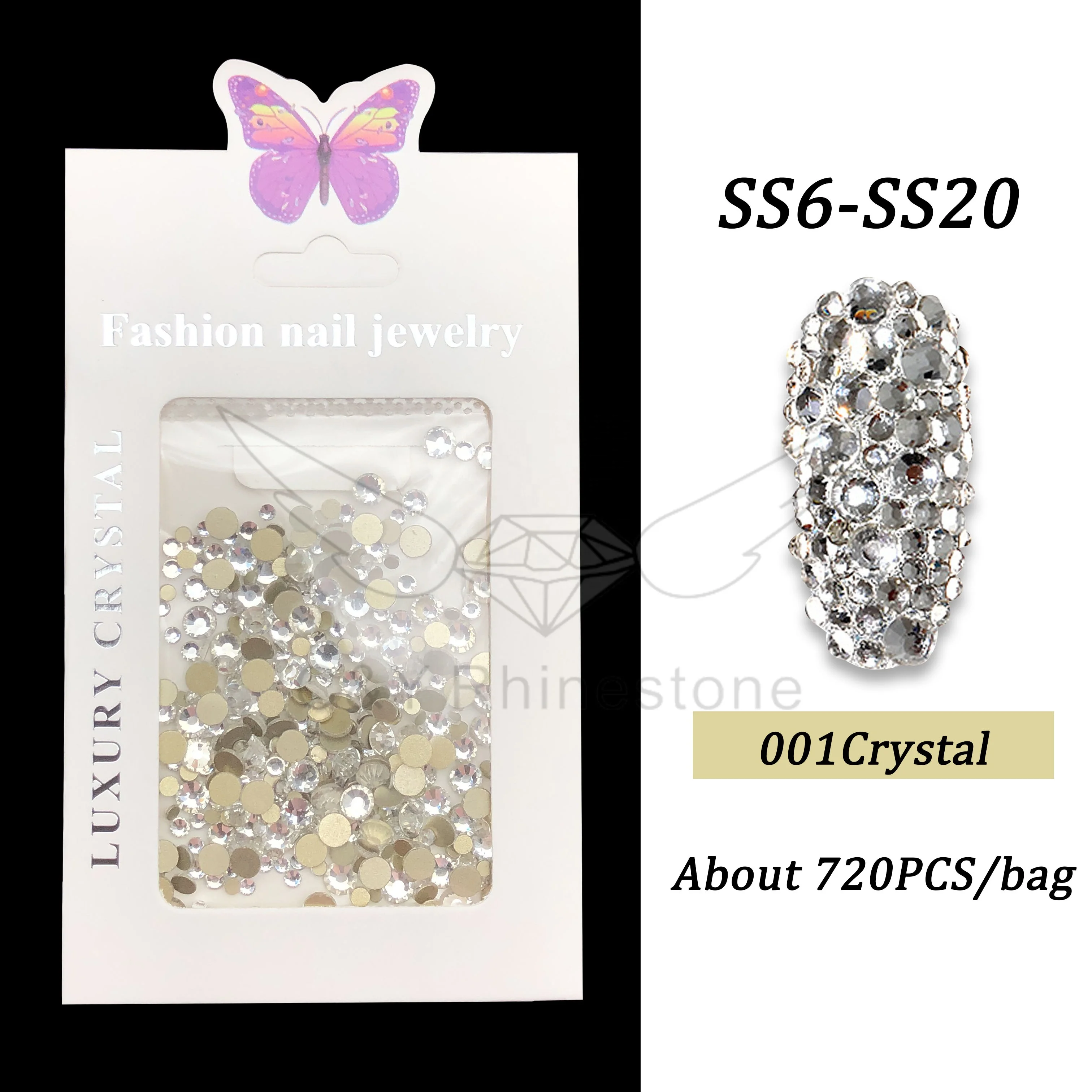 CY  Glass Mix SS6-SS20 Rhinestones Flat Back Rhinestone  Bulk Nail Art Crystals