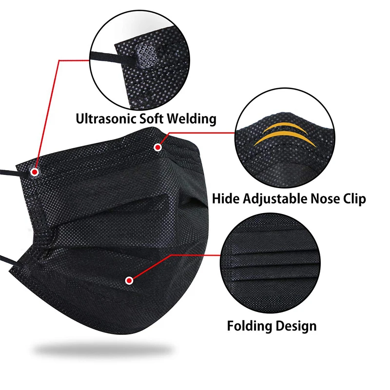 3 одноразовая медицинская маска с тремя складками пыли косметические маски для лица медицинская Защитная черная маска для дайвинга