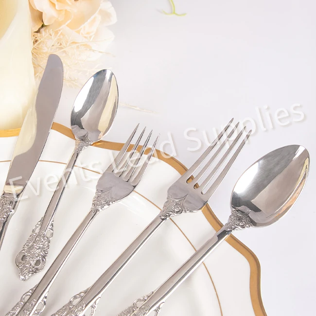 Silver 304 Stainless Steel Hot Sale Tableware Set For Wedding Knife And Fork
