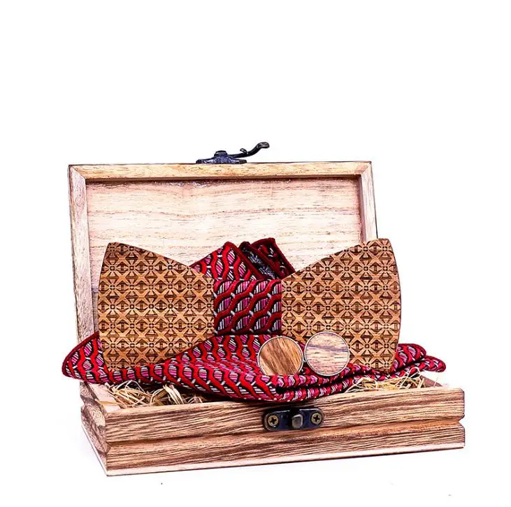 New simple and fashionable Christmas gift snowflake wooden bow tie set