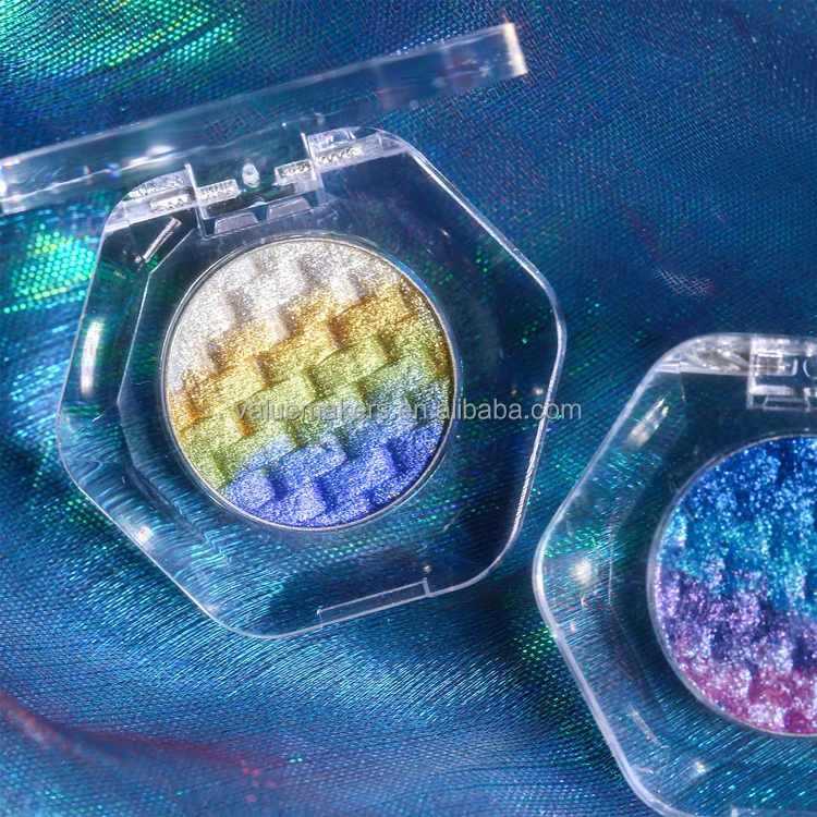 Waterproof Long Lasting Pearlescent Glitter woven pattern rainbow duochrome holographic chameleon Eyeshadow