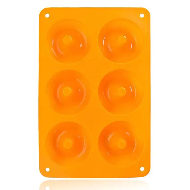 Non-stick heat resistant baking tools 6 cavity oven safe silicone donut cake mold