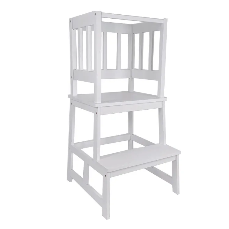 Factory Wholesale Custom Bamboo Folding Step Stool Ladder Chair Toddler Tower Durable Wood Learning Tower For Children