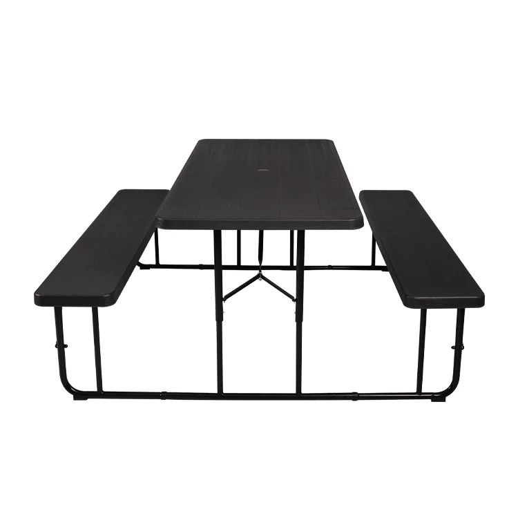 Portable Folding Picnic Table with Integrated Seats and Umbrella Hole