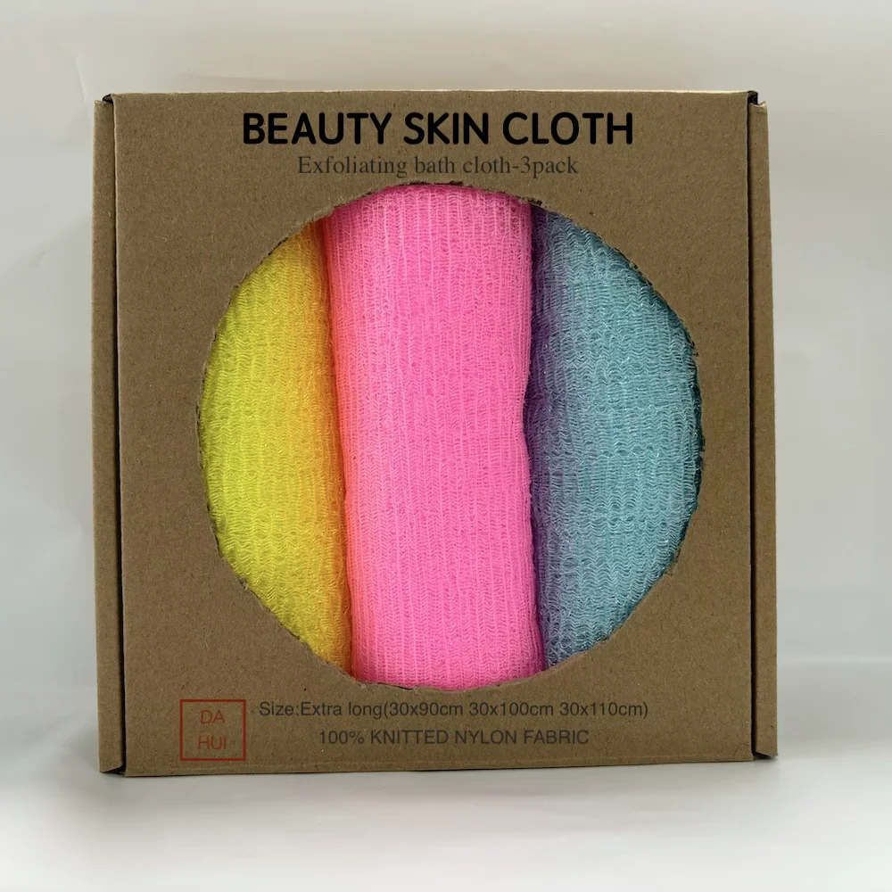 Exfoliating Nylon Bath Cloth Towel Beauty Skin Weave Bath Wash Towel Exfoliating Scrub Cloth Shower Long Washcloth for Body