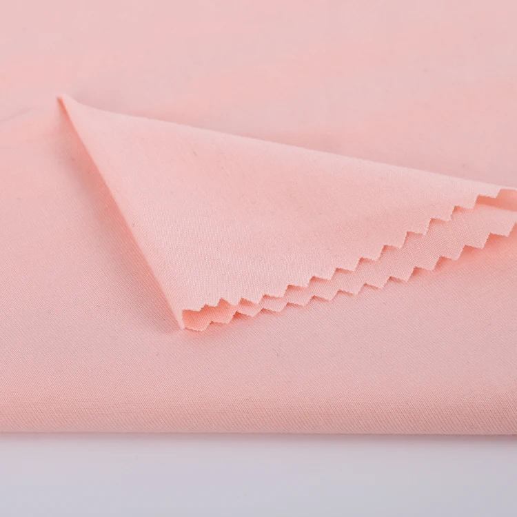 
Wholesale Customized Pink Plain 62% Polyester 33% Rayon 5%Spandex Viscose Knitting Jersey Fabric 