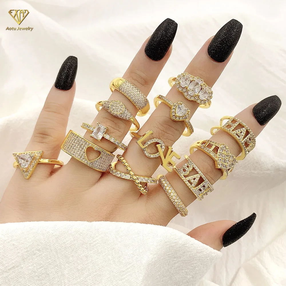 adjustable 18k gold plated korean wave rings for women 2023