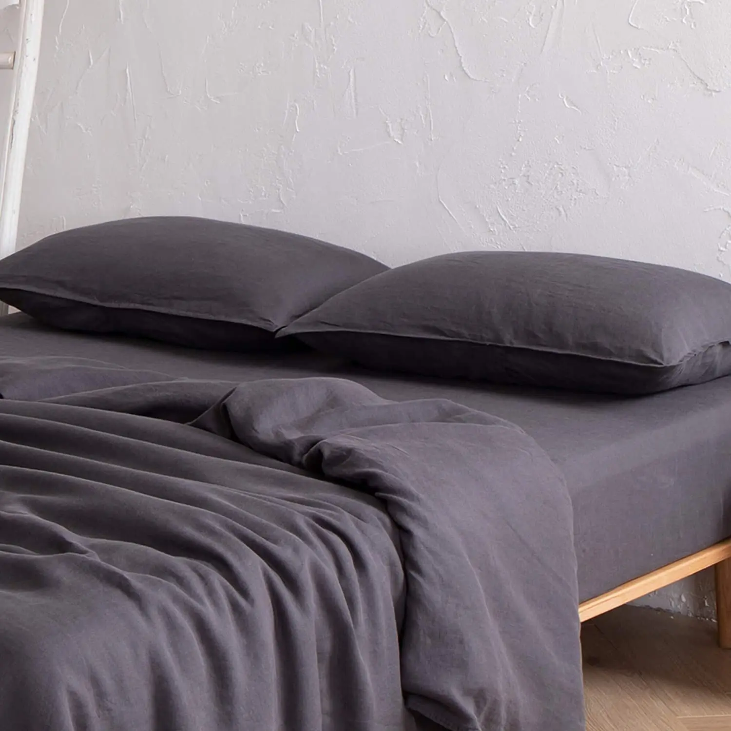 Pure and Natural Fiber 100% Hemp Solid Color 4pcs Quilt Cover Set Bedding Duvet Cover Set