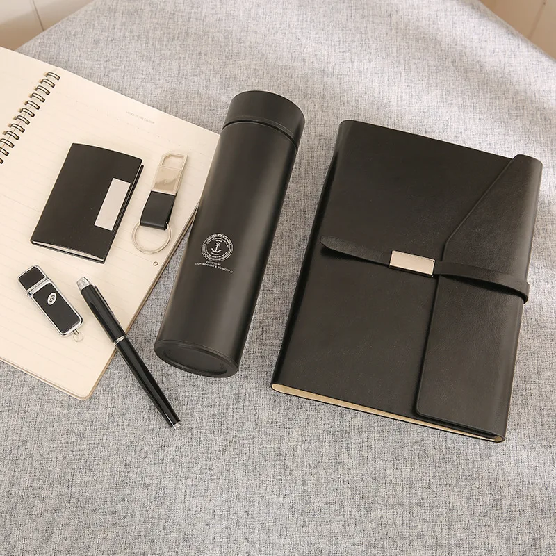 Premium personalized hot water bottle black vacuum flask gift set