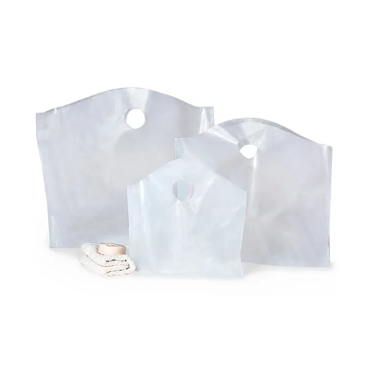 HDPE  LDPE poly reusable wave top tote handle plastic takeout delivery  bags for restaurant shop