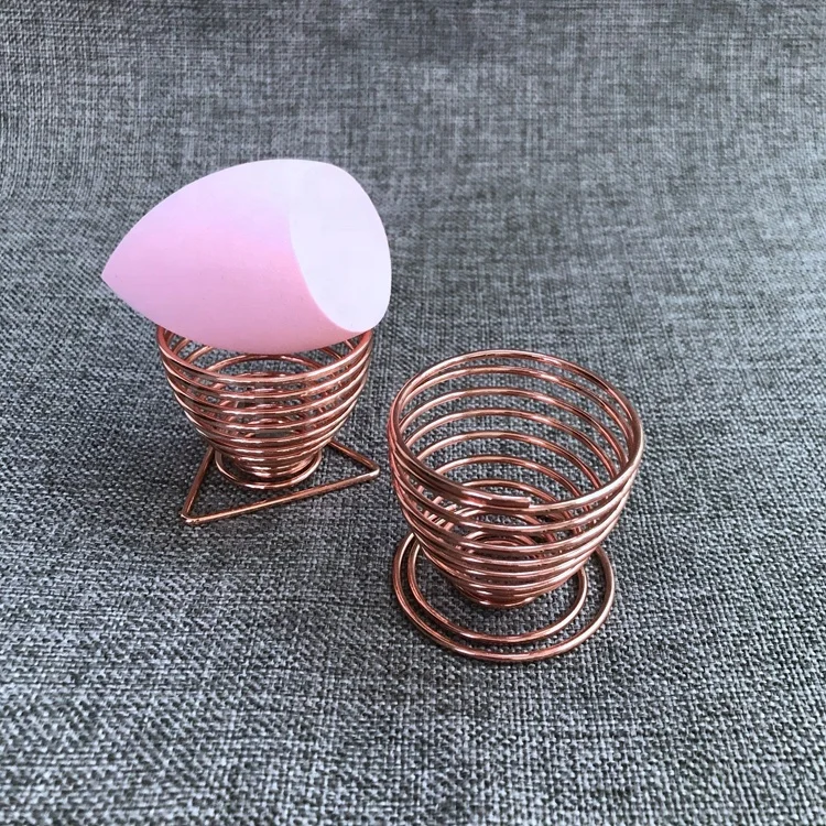 
Factory Directly Rose Gold Beauty Sponge Blender holder metal spiral makeup sponge holder 