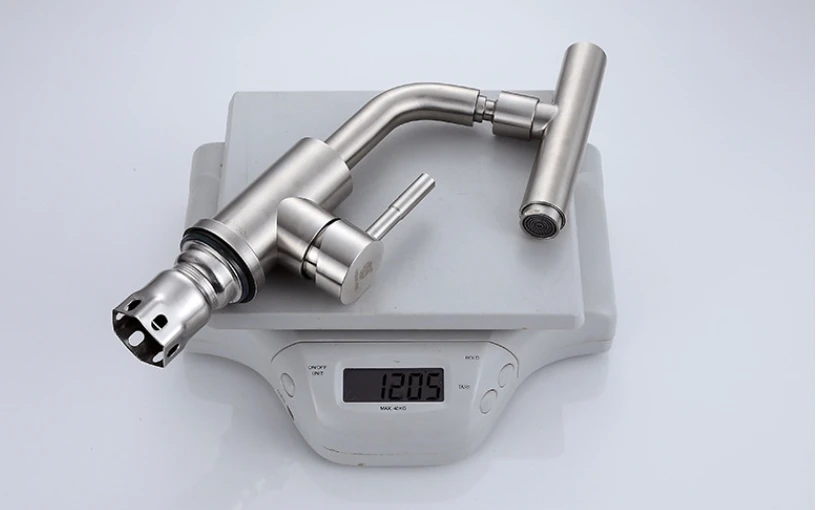 Model hotel hot and cold water stainless steel 304 brushed nickel  1 hole mounted bathroom sink faucet