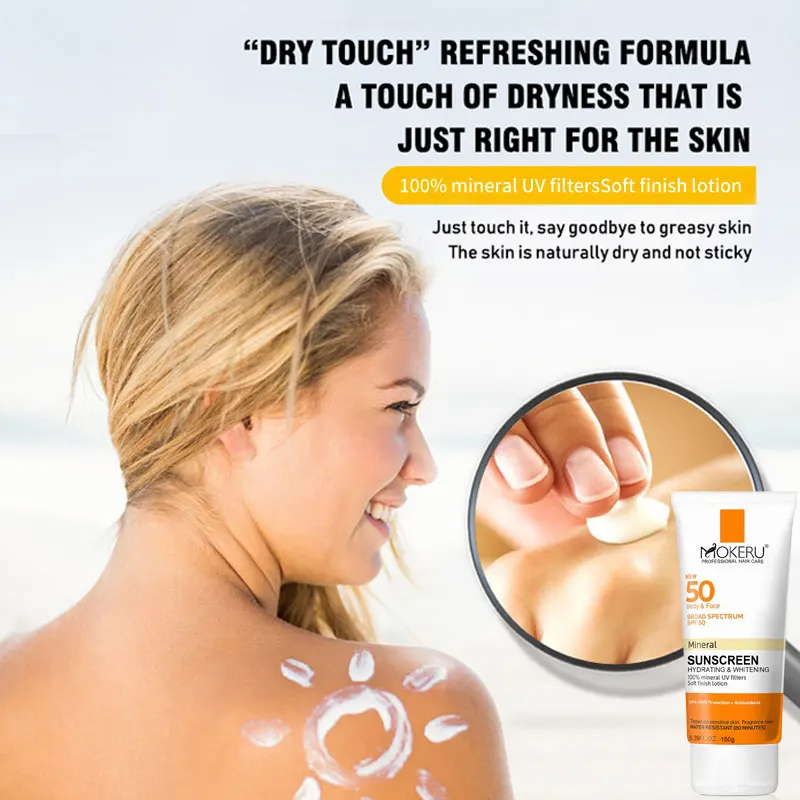 Безмасляный солнцезащитный крем для тела и лица SPF 50 UVA UVB бескислородный чувствительных