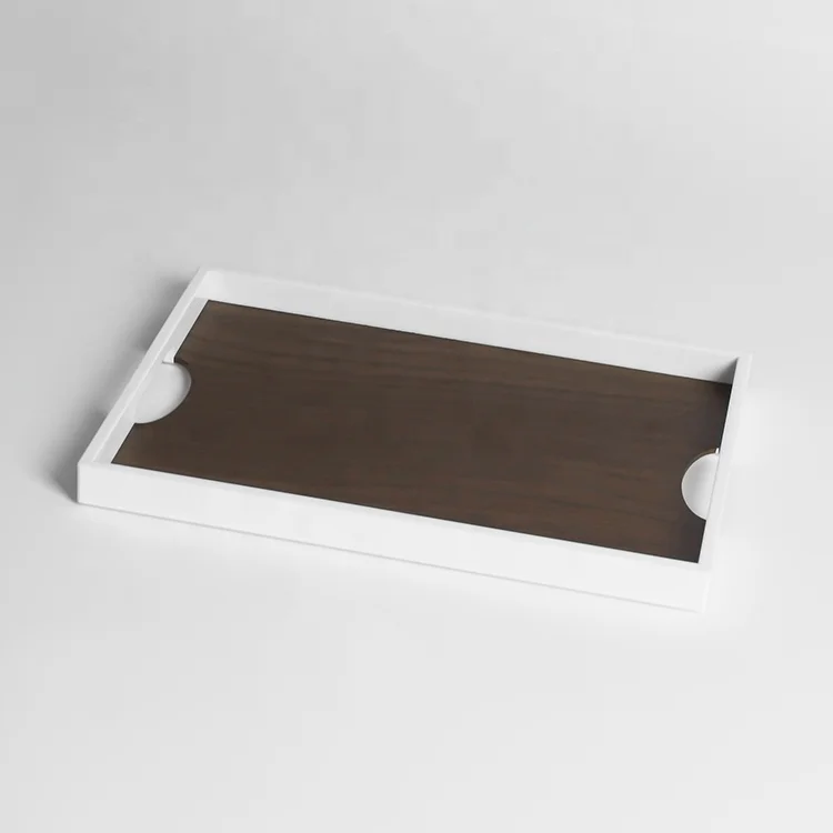 fashion style factory directly offer acrylic serving tray with handle for hotel ,home ,ktv ,club