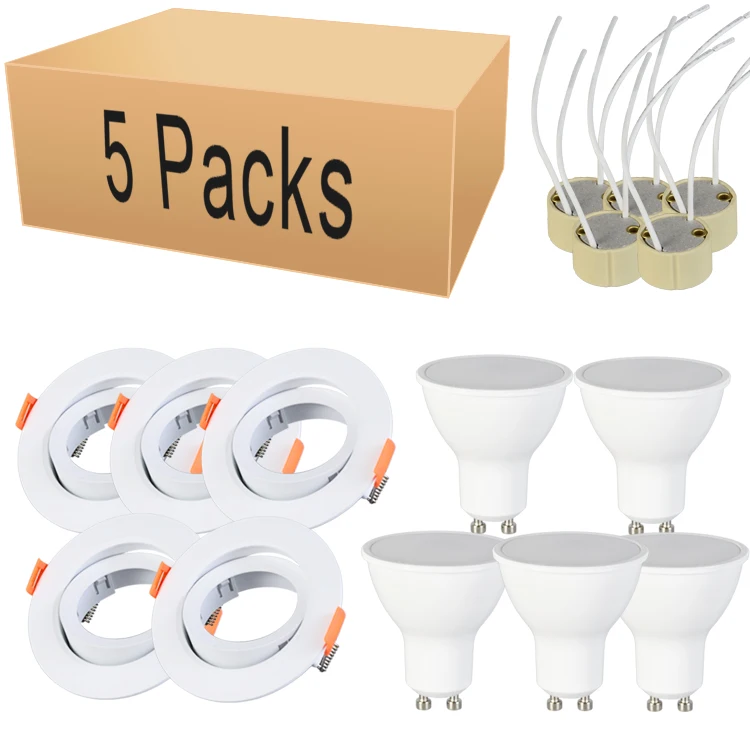 5 pack 6 pack 10 pack custom-made MR16 GU10/GU5.3 5W 6W 7W 120/38 degree led gu10 bulb 2700-6500k gu10 spot led with lampholder