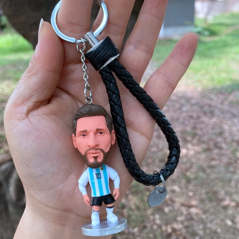 Factory Wholesale Hot doll key chains Miami Messi Riyadh C-Rhonal Mbappe 3D soccer star key chains