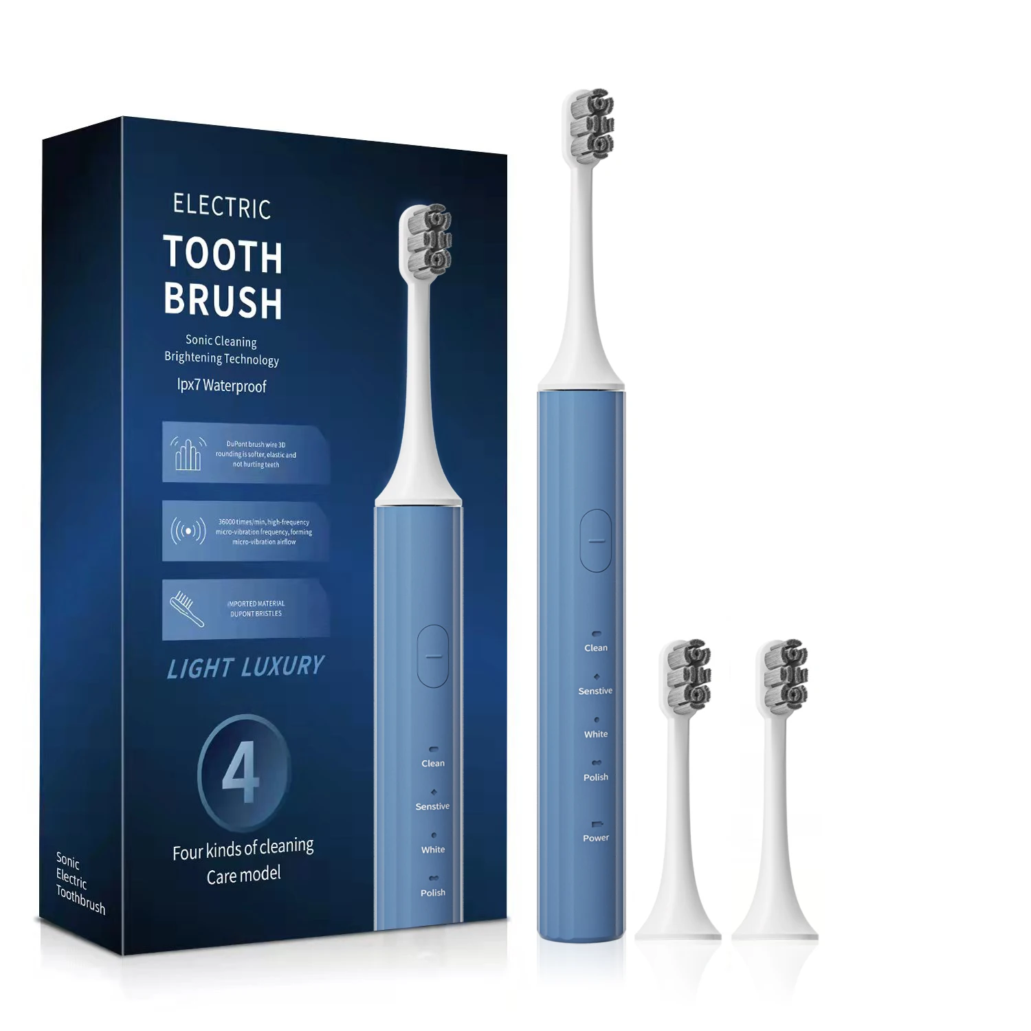 Customizable Color 4 Gears Electric Toothbrush With Dupont Filament