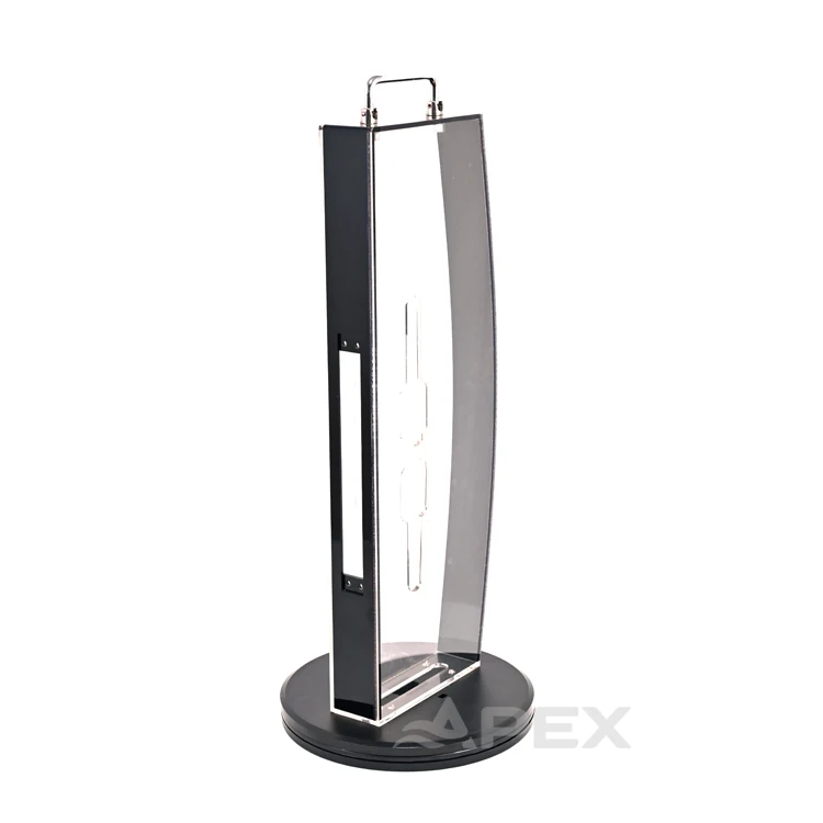 APEX Custom Logo Transparent Counter Top Acrylic Display Stand 360 Rotating Smart Door Lock Display Stand