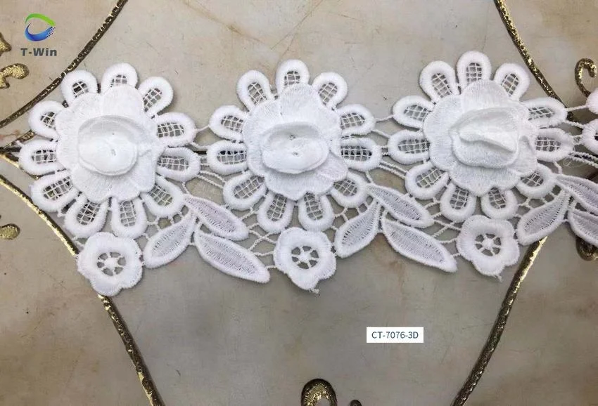 New guipure lace trim with 3d flowers for making dresses lace trim